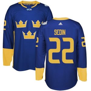 Herren Team Schweden #22 Daniel Sedin Authentic Königsblau Auswärts 2016 World Cup